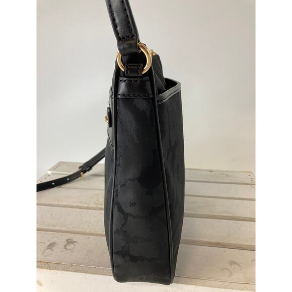 MICHAEL KORS, MEDIUM BLACK NYLON ANIMAL PRINT CROSSBODY BAG - Picture 5 of 12